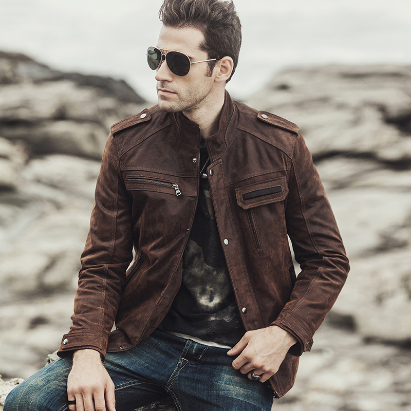 Fashion flavor leather jacket brown biker| 100% polyester flavor ...