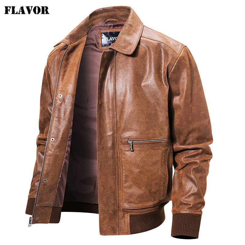 New Men's Warm Real Pigskin Air Force Leather Jacket Aviator Made Of ...