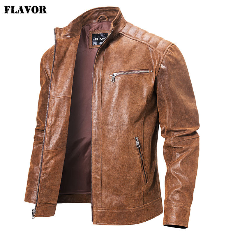 New Men's Real Leather Jacket with Genuine Pigskin Leather