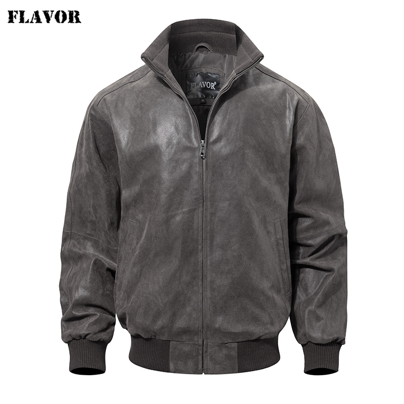 FLAVOR Men's Real Leather Bomber Casual Jacket MXGX20-15 on sale