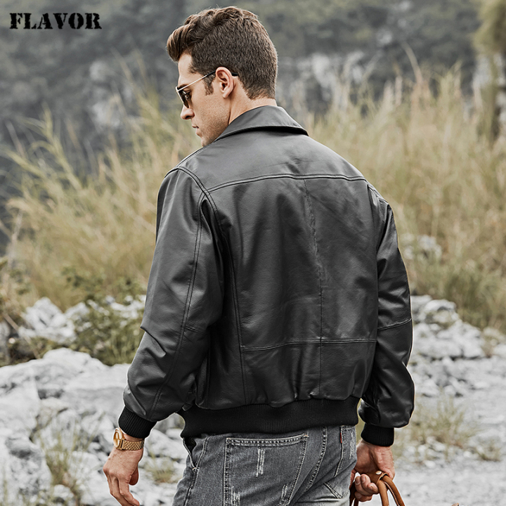 FLAVOR Men's Real Leather Bomber Jacket Lambskin Pilot Air Force FLAVOR Men's Real Leather Bomber Jacket Lambskin Pilot Air Force