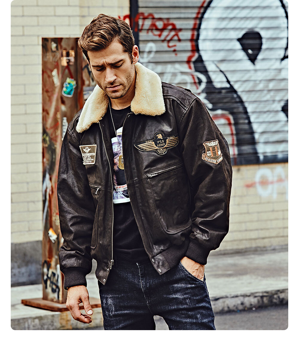 Buy bomber aviator jacket with removable collar| discount bomber ...