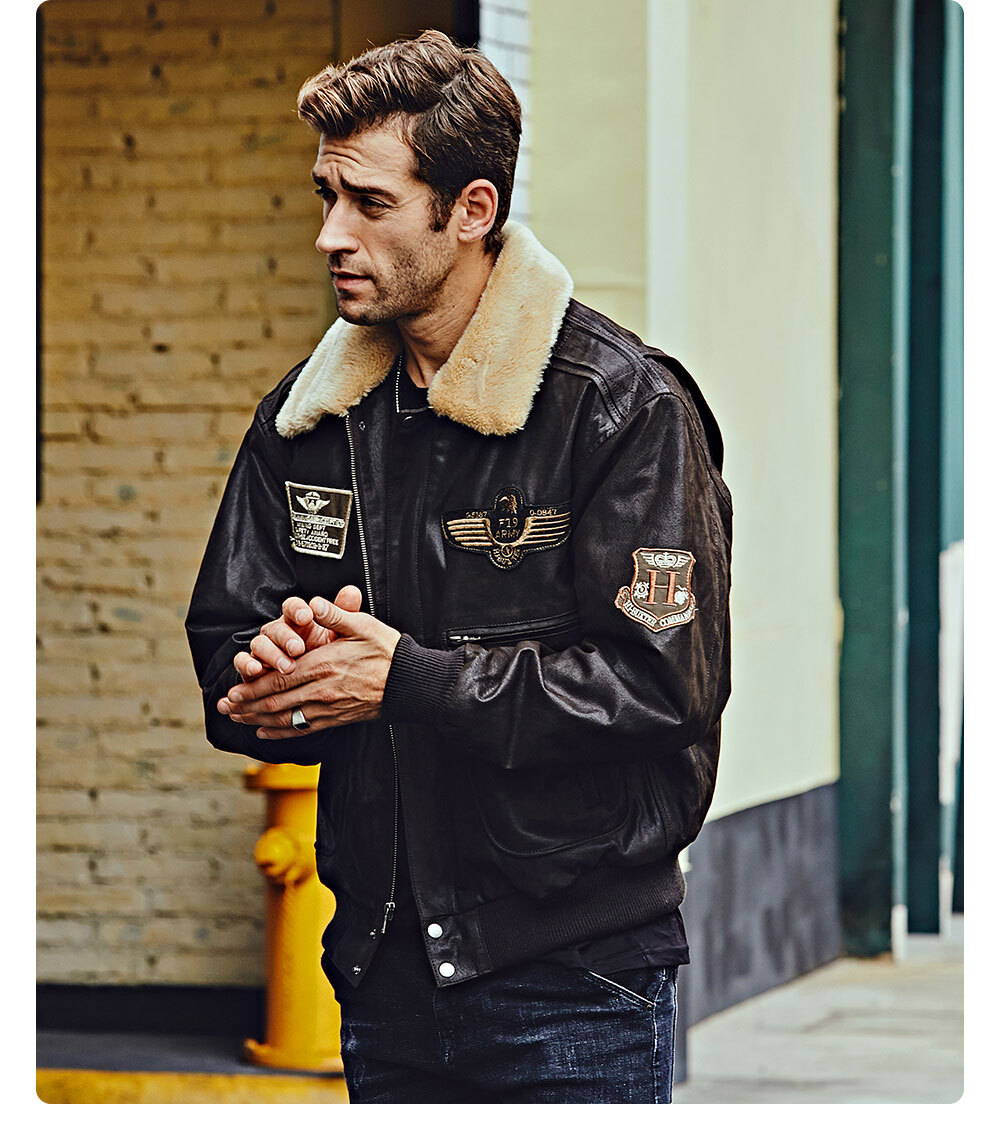 Buy bomber aviator jacket with removable collar| discount bomber ...