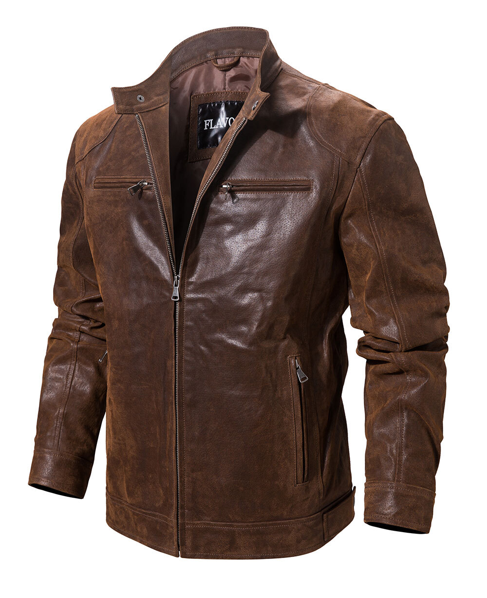 Men's Brown Leather Moto Jacket Zippered Biker Buy moto zipper biker jacket| moto zipper biker jacket brands