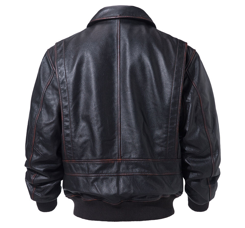 Men's Bomber Leather Jacket Cowhide with Faux Fur Collar 22 Fashion men's bomber leather cowhide jacket| 100% polyester men's bomber leather cowhide jacket