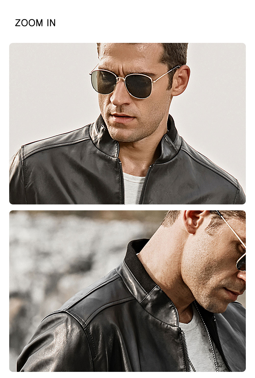 Men's Stand collar Leather Moto Jacket Knit Trim 137 Buy discount stand collar flavor leather motorcycle jacket| fashion stand collar leather moto jacket