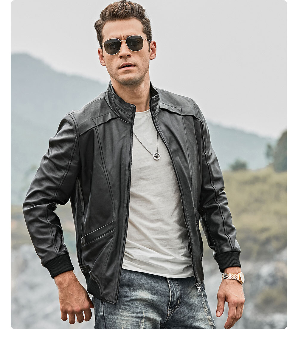 Men's Stand Collar Leather Motorcycle Jacket 17 Buy stand collar flavor leather motorcycle jacket| stand collar flavor leather motorcycle jacket brands