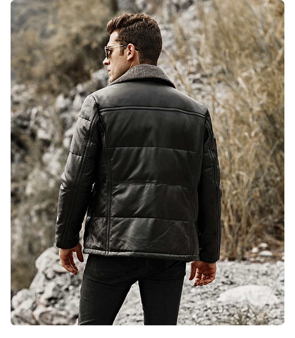 Pigskin leather jacket brands discount lambskin removable fur