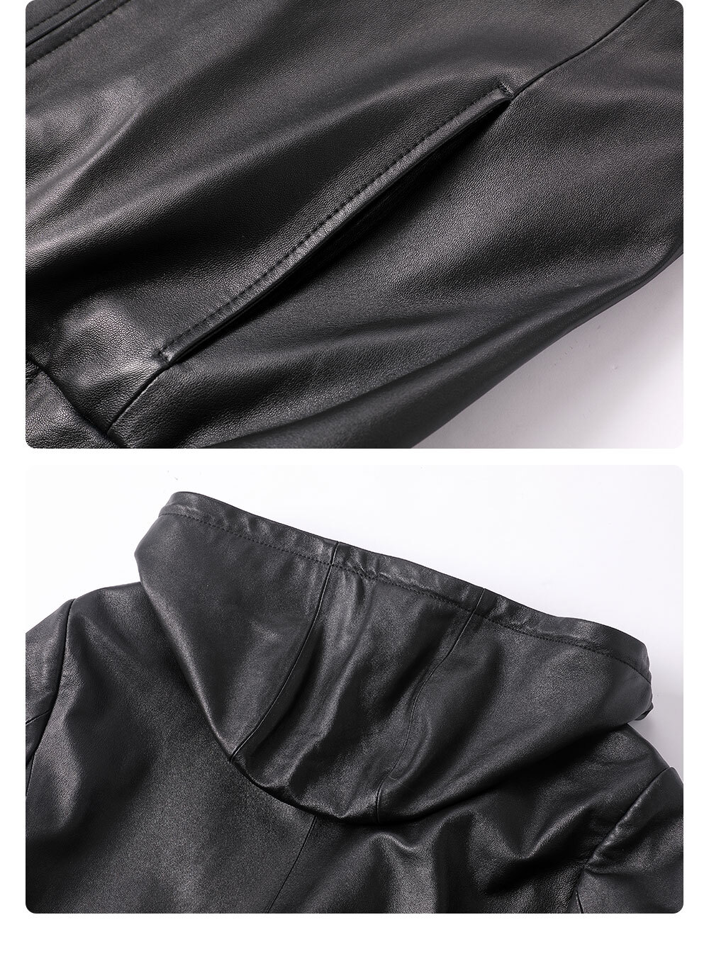 Men's Hooded Leather Jacket Lambskin 165 Fashion men's lambskin hooded leather jacket| newest men's lambskin hooded leather jacket