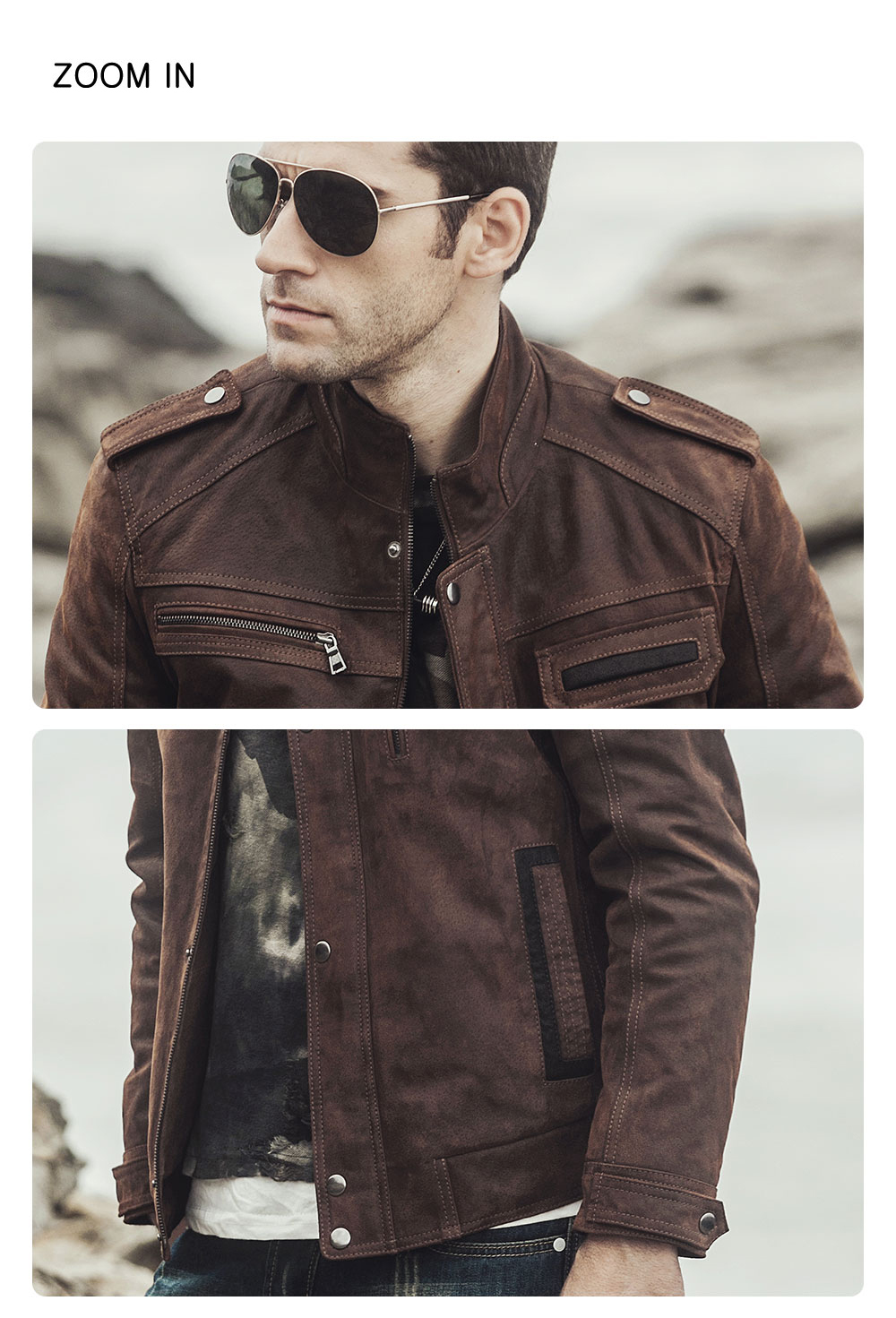 Fashion flavor leather jacket brown biker| 100% polyester flavor ...