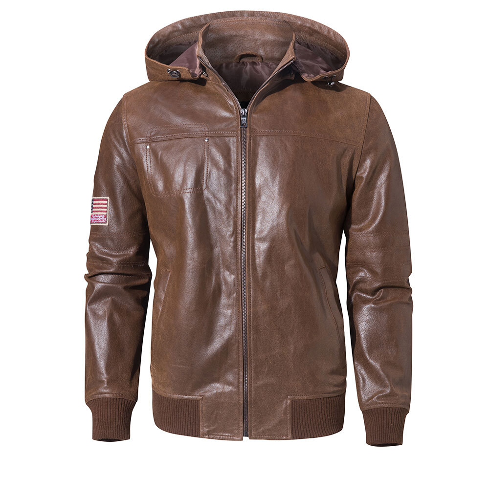 West Louis™ Removable Hooded Genuine Leather - Brown / 5XL  Leather jacket  hoodie, Leather jacket with hood, Brown leather motorcycle jacket