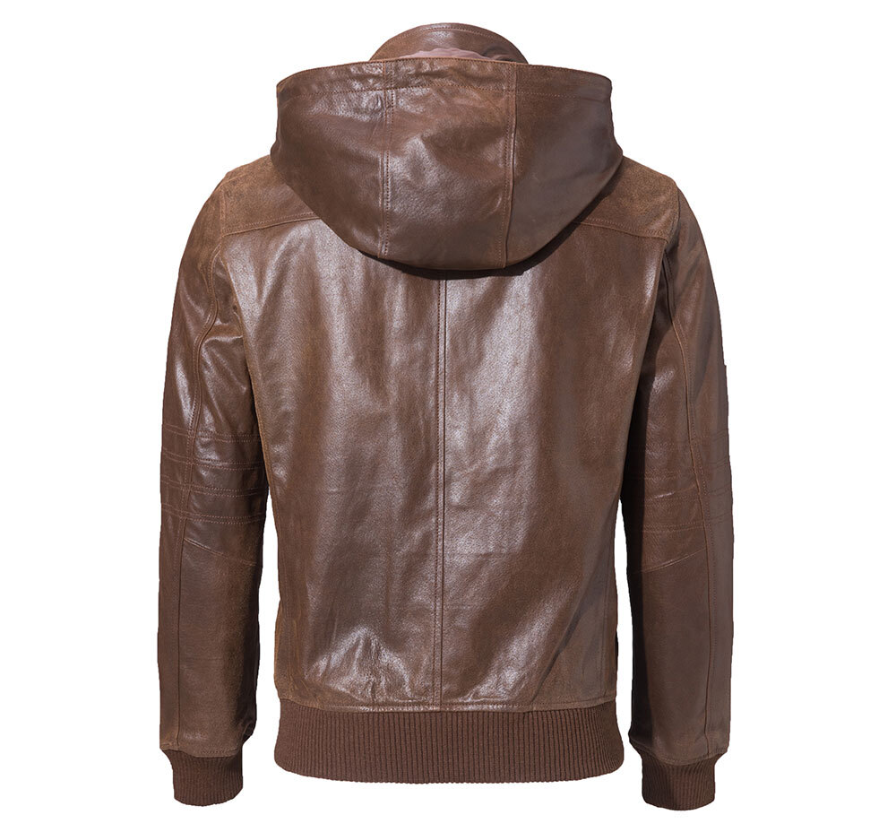 Men's Brown Leather Jacket Removable Hooded 204 Fashion removable hooded leather moto jacket| 100% polyester leather removable hooded jacket