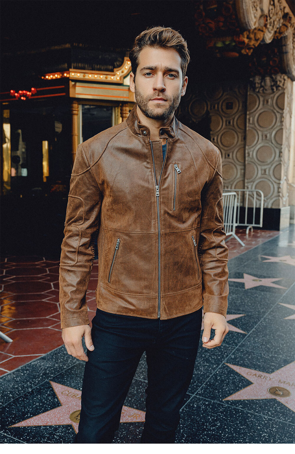 New Men's Pigskin Real Leather Jacket Motorcycle Jacket Classic Coat with Stand Collar MXGX20-6 