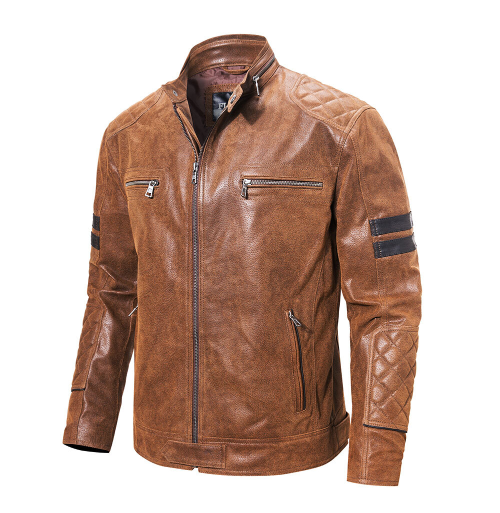New Men's Motorcycle Genuine Leather Jacket Warm Real Pigskin Leather Coat For Men MXGX312 