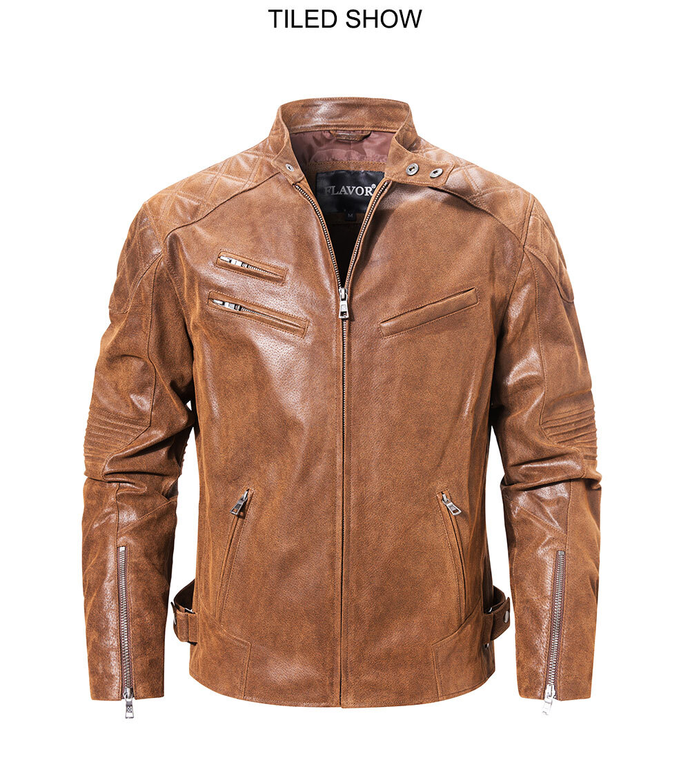 New Men's Genuine Leather Motorcycle Jacket Men Winter Leather Coat Standing Collar MXGX314 