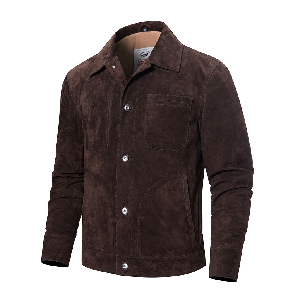 New Men's Genuine Leather Jacket Suede Real Pigskin Denim Coat for Men MXGX20-7 
