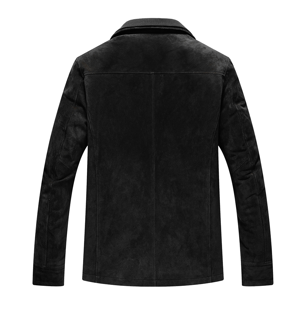 FLAVOR Men's Classic Leather Jacket Suede Winter Coat with Removable Collar MXGX22-2 