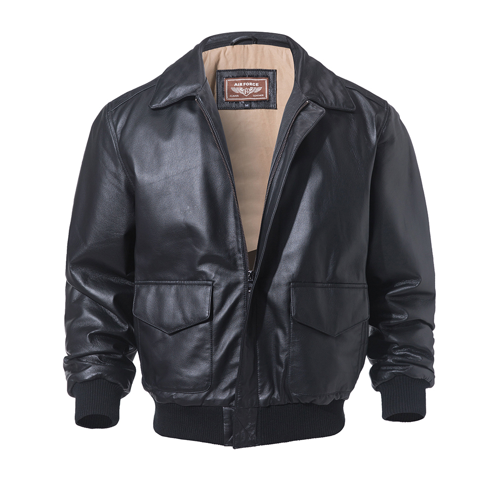 FLAVOR Men's Real Leather Bomber Jacket Lambskin Pilot Air Force Removable Hood Aviator Coat XGX173A 