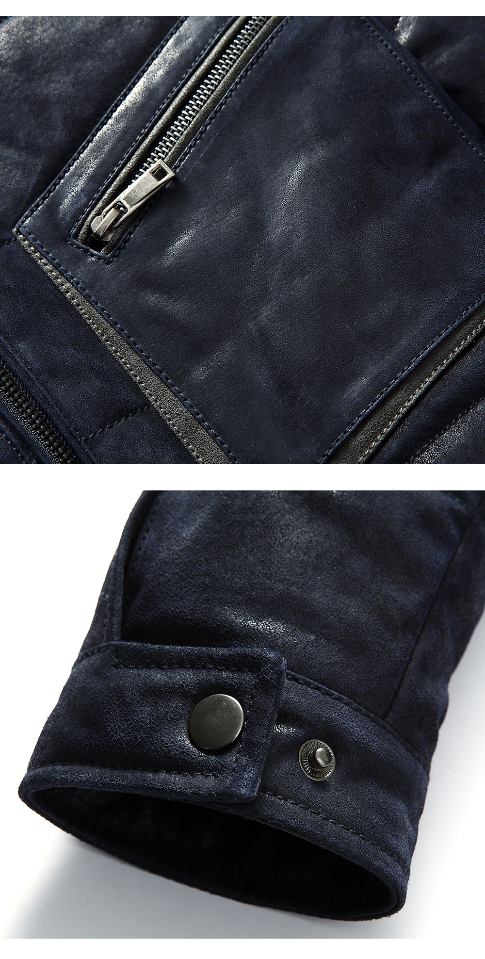 FLAVOR Men's Real Leather Jacket Pigskin Padding Cotton Genuine Leather Jacket FM2015-881 