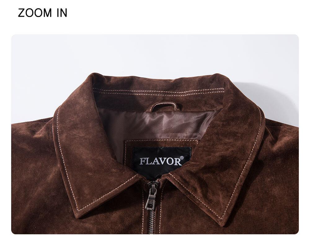 FLAVOR Men Genuine Leather Bomber Jacket Casual Fall Winter Jacket Brown MXGX24-6 Buy genuine jacket brown biker| lambskin leather bomber jacket brands