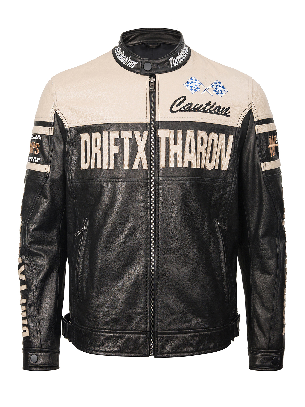 FLAVOR Mens Vintage Genuine Leather Motorcycle Jacket Riding Coat with Zipper Cuffs MXGX25-1 