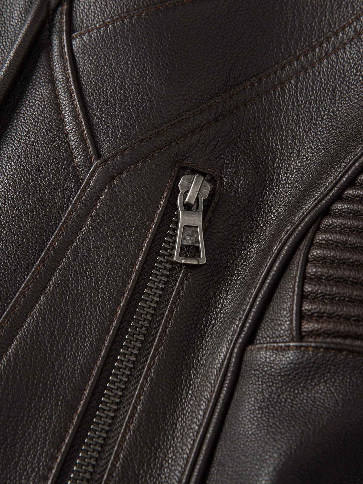 FLAVOR Mens Genuine Leather Riding Jacket Retro Stand Collar Warm Windproof Coat MXGX25-2 