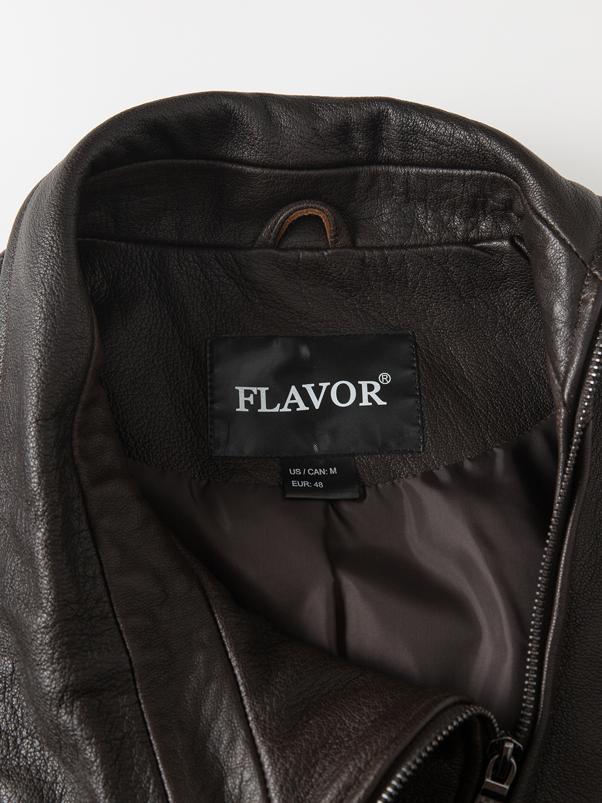FLAVOR Mens Genuine Leather Motorcycle Jacket Short Stand-Up Collar Biker Jacket Curved Sleeve Design MXGX25-3 