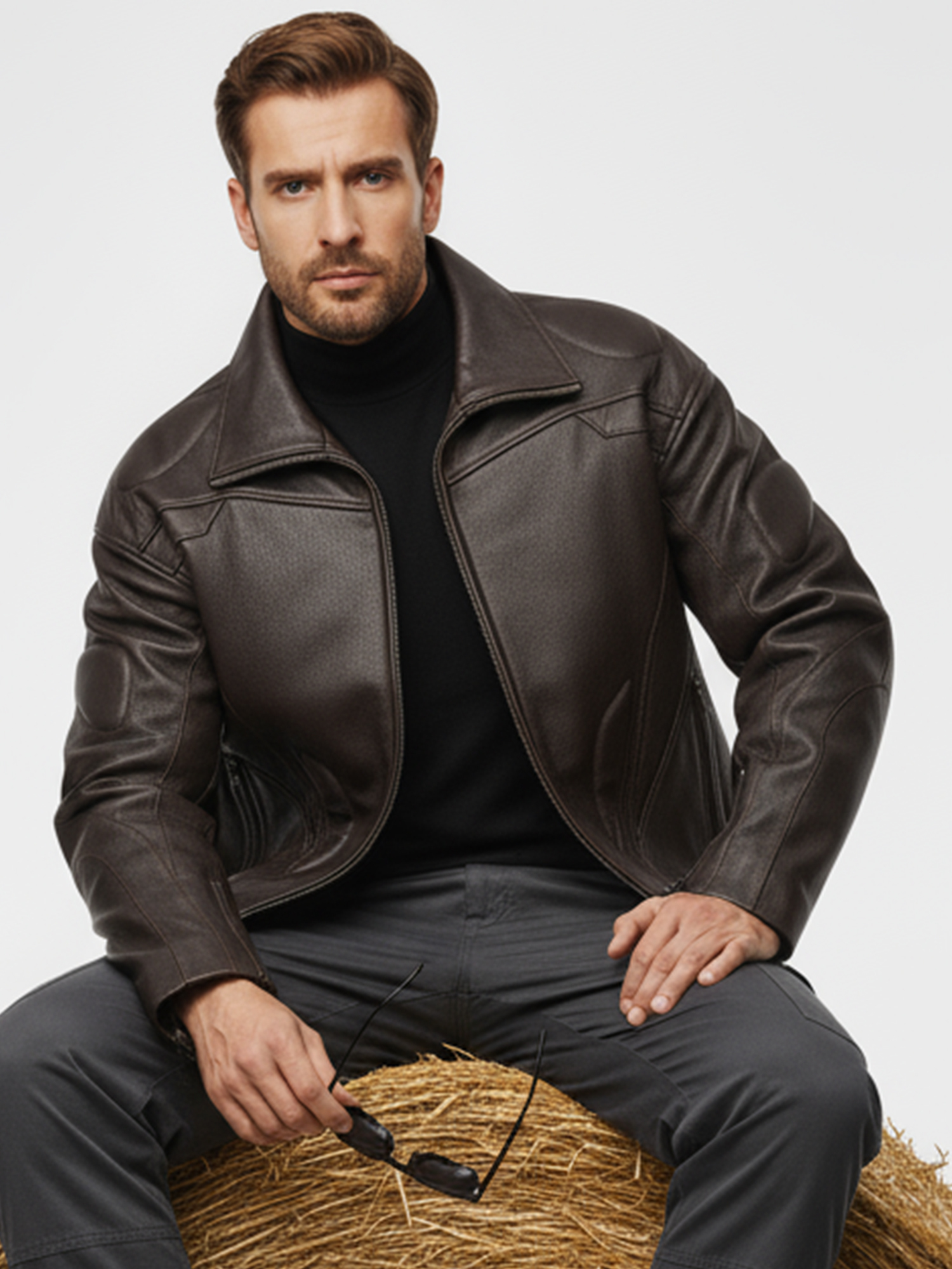 FLAVOR Men's Classic Genuine Lambskin Leather Motorcycle Jacket Windproof  MXGX25-4 