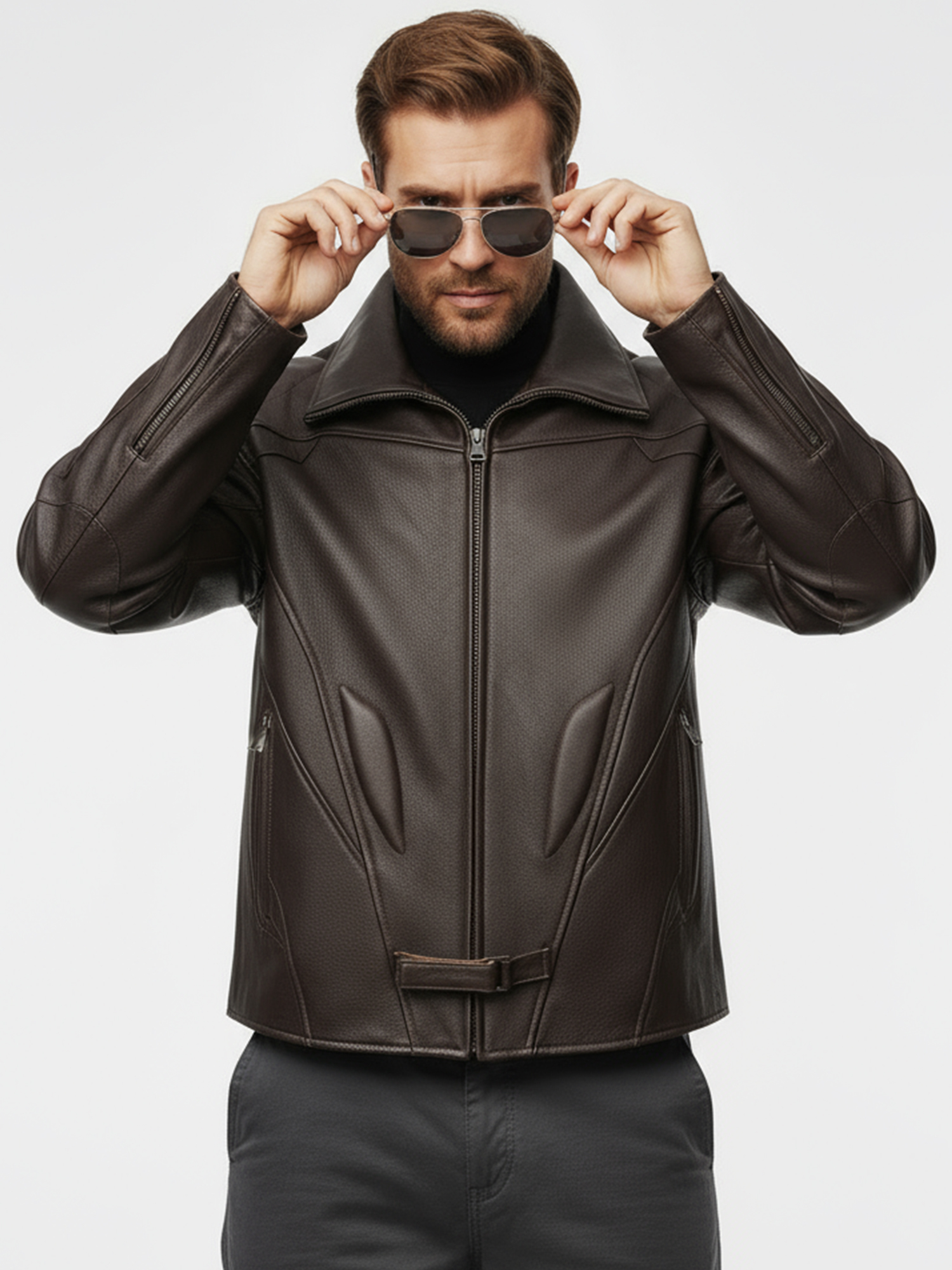 FLAVOR Men's Classic Genuine Lambskin Leather Motorcycle Jacket Windproof  MXGX25-4 