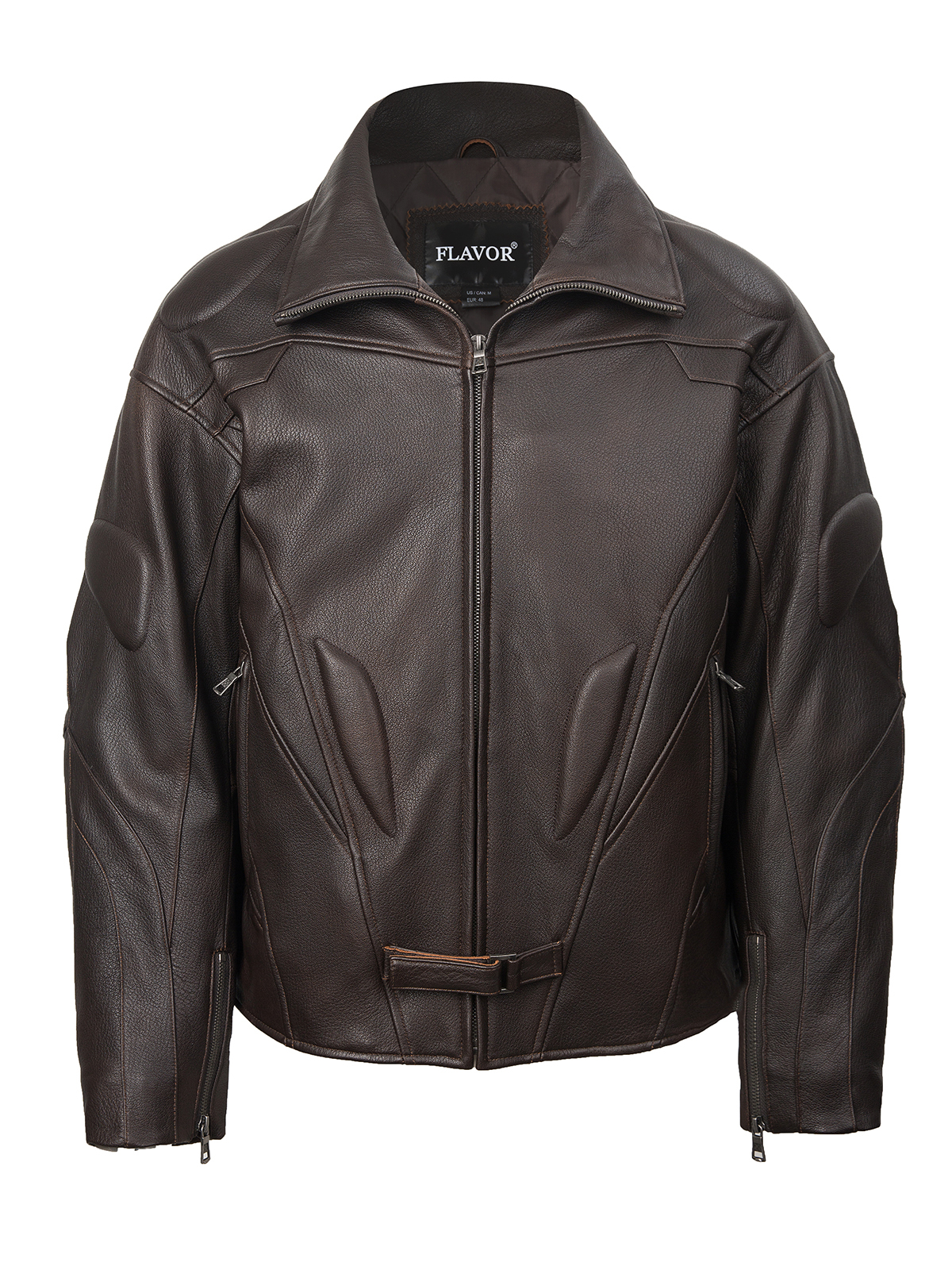 FLAVOR Men's Classic Genuine Lambskin Leather Motorcycle Jacket Windproof  MXGX25-4 