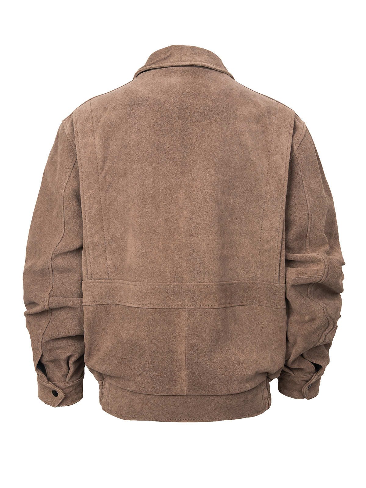 FLAVOR Men's Classic Casual Cowhide Leather Bomber Jacket with Turn-Down Collar MXGX25-5 