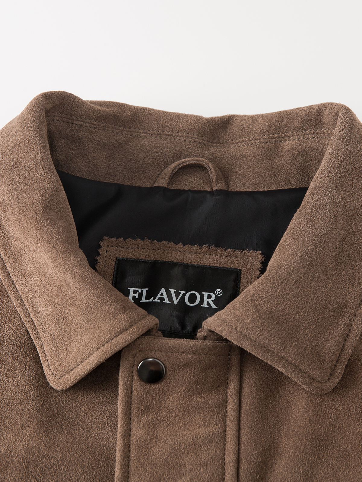 FLAVOR Men's Classic Casual Cowhide Leather Bomber Jacket with Turn-Down Collar MXGX25-5 