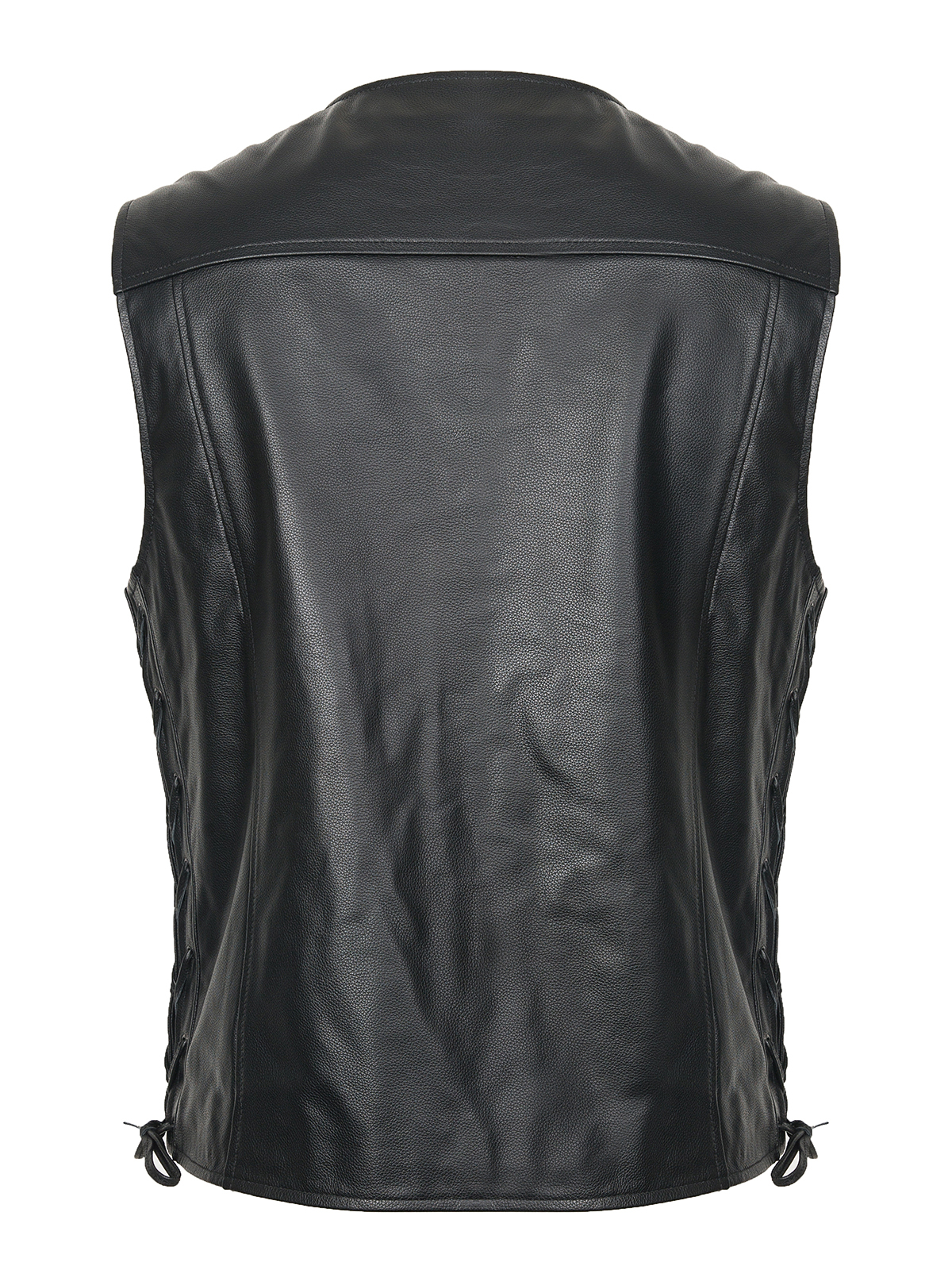 FLAVOR Mens Leather Motorcycle Vest Classic V-Neck Biker Vest for All Season MXGX25-6 