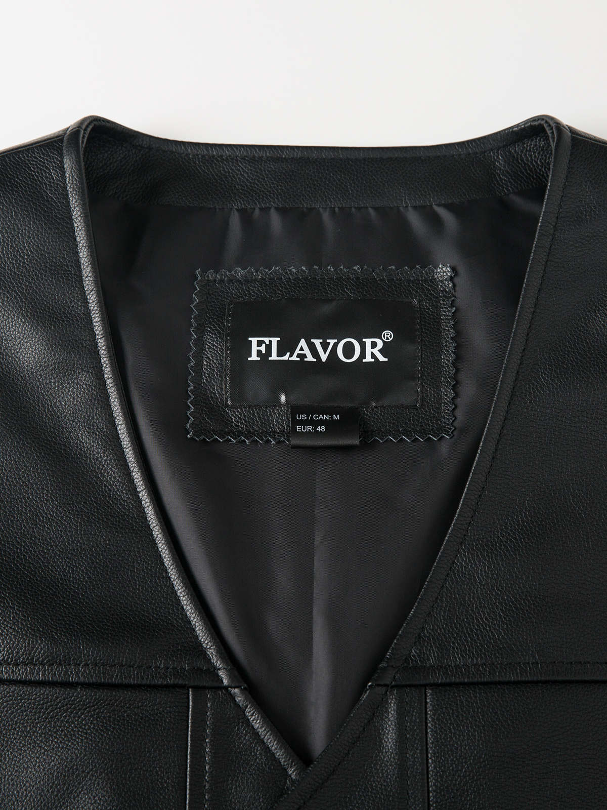 FLAVOR Mens Leather Motorcycle Vest Classic V-Neck Biker Vest for All Season MXGX25-6 