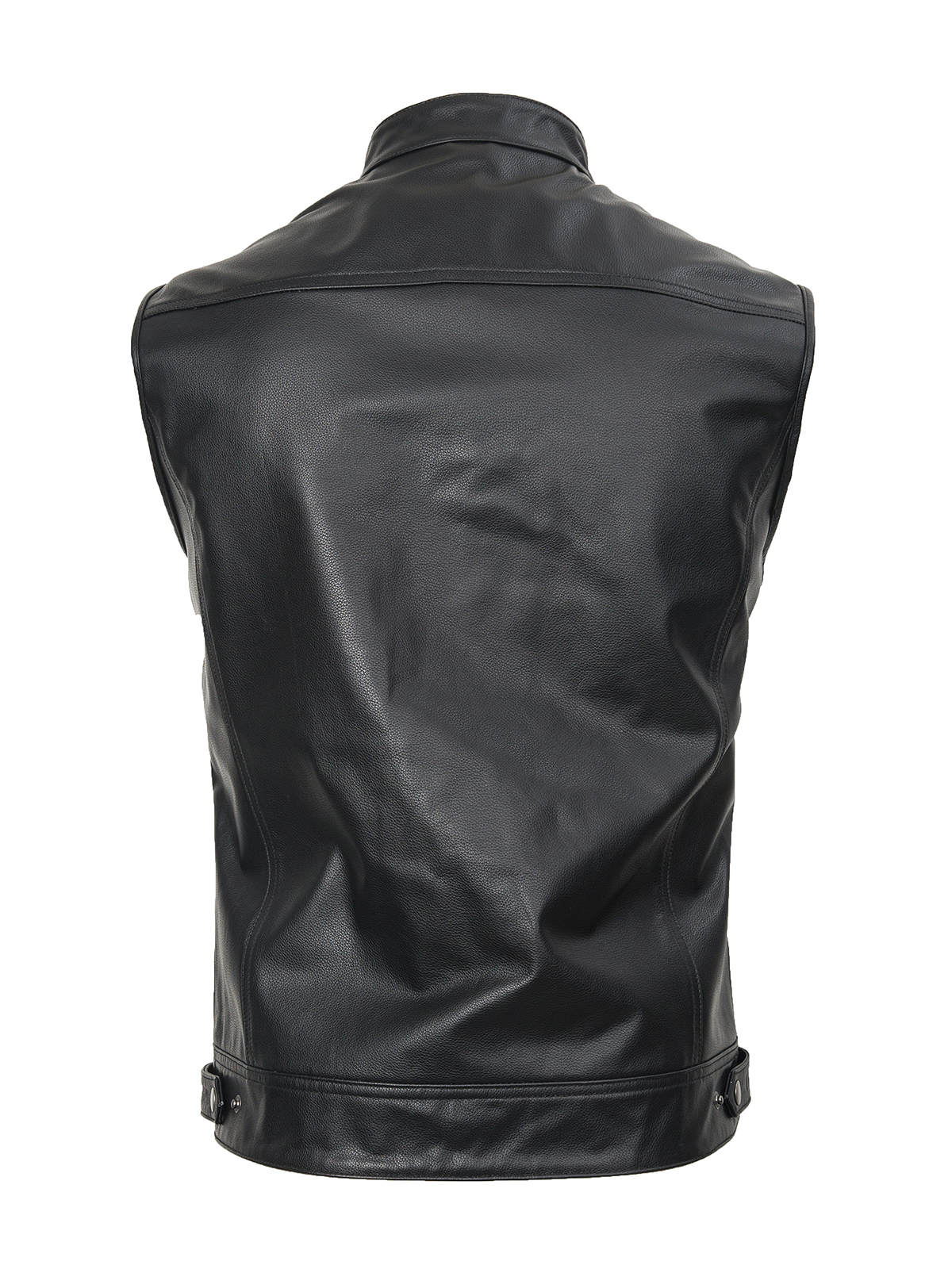 FLAVOR Men's Cowhide Leather Motorcycle Vest Club Style Biker Vest Snap Button Closure MXGX25-8 