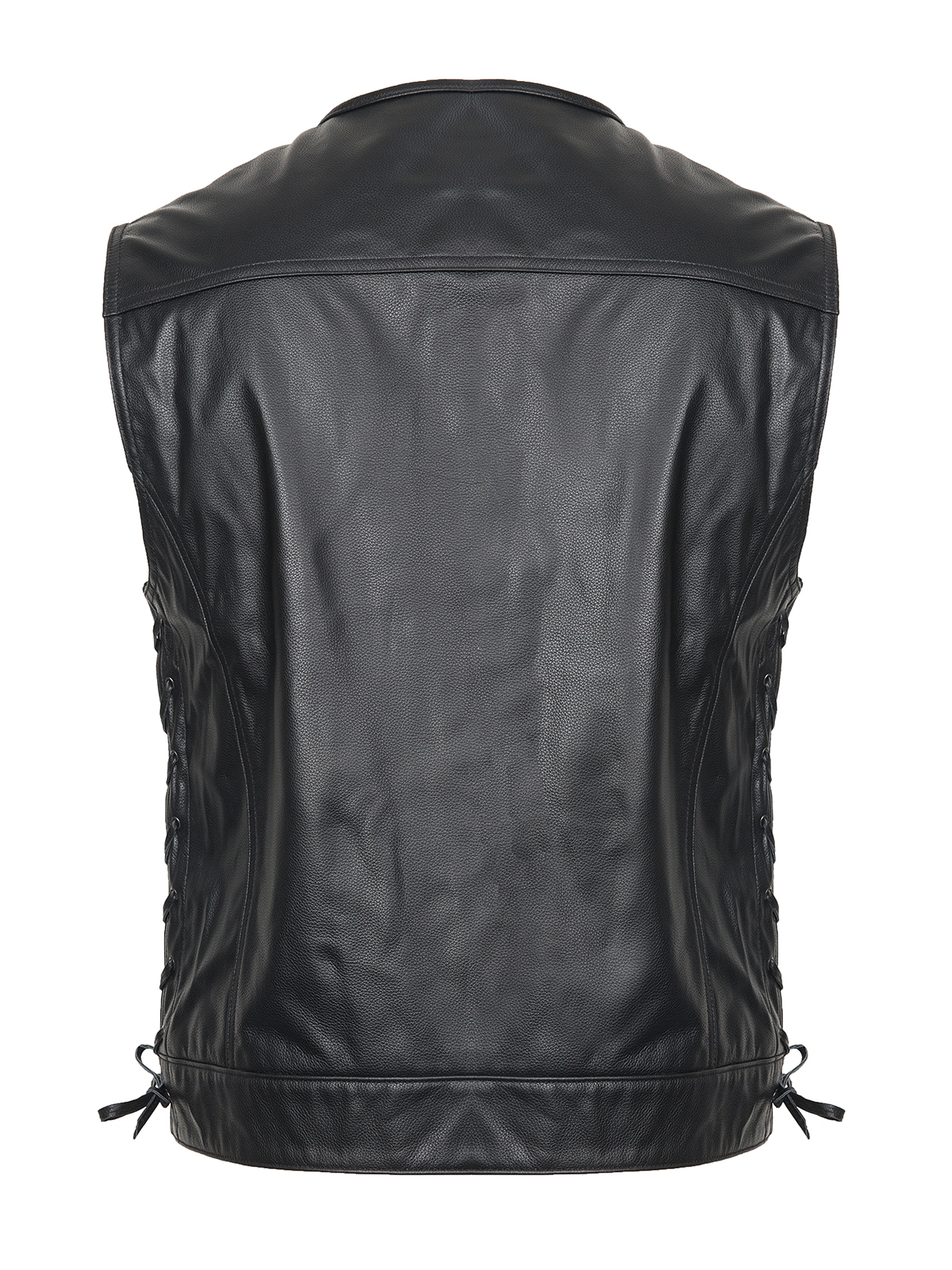 FLAVOR Mens Genuine Leather Motorcycle Rider Vest with Adjustable Sides Black MXGX25-9 