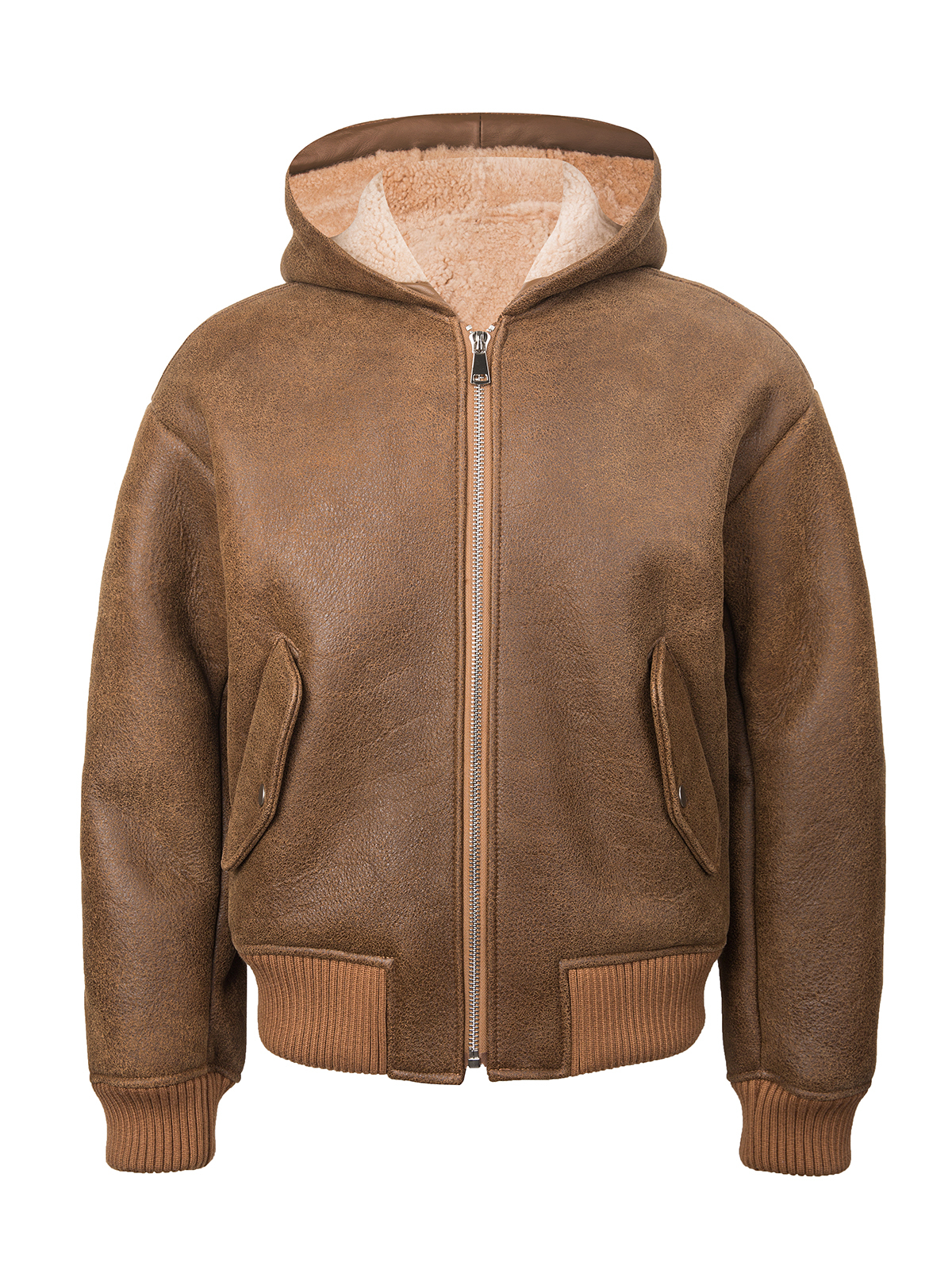 FLAVOR Mens Genuine Shearling Bomber Leather Jacket Hooded Casual Winter Coat MXGX25-28 