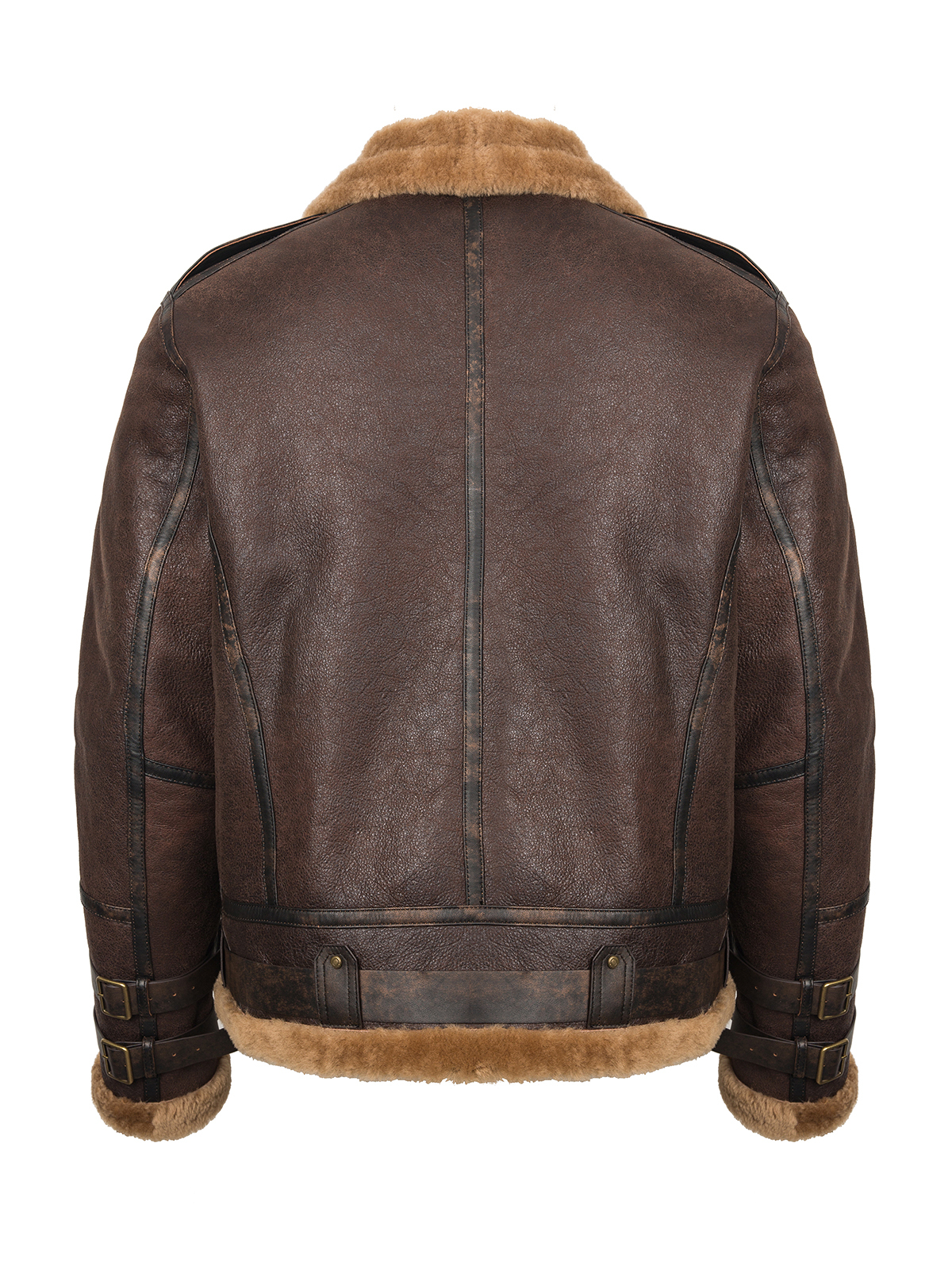 FLAVOR Mens Real Shearling Bomber Jacket Aviator Leather Winter Jacket MXGX25-29 
