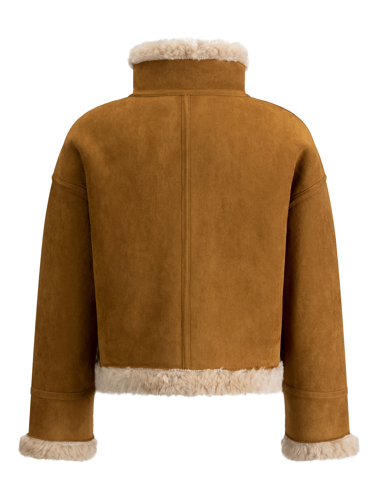 FLAVOR Womens Wool Shearling Bomber Faux Leather Jacket Warm Winter Coat Brown WXGX25-3 