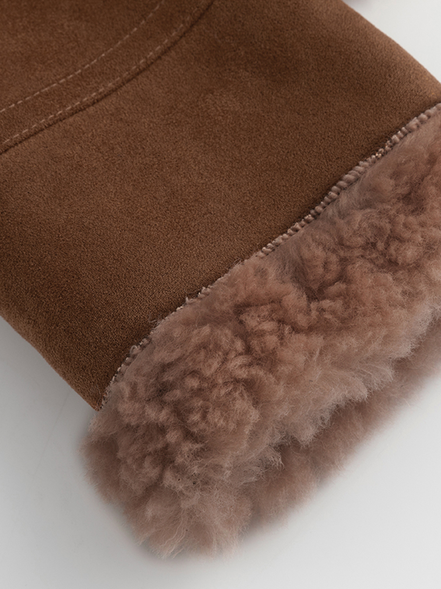 FLAVOR Womens Wool Shearling Bomber Faux Leather Jacket Warm Winter Coat Brown WXGX25-3 