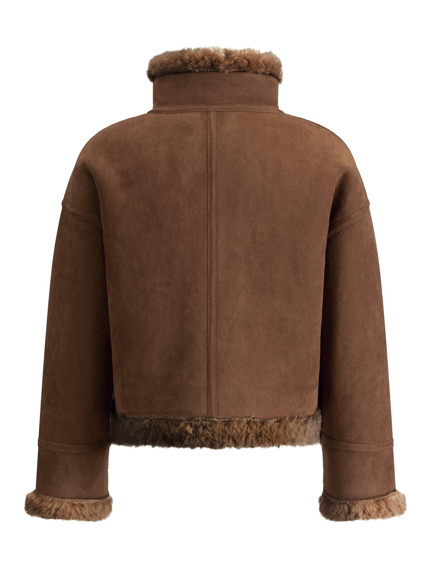 FLAVOR Womens Wool Shearling Bomber Faux Leather Jacket Warm Winter Coat Brown WXGX25-3 