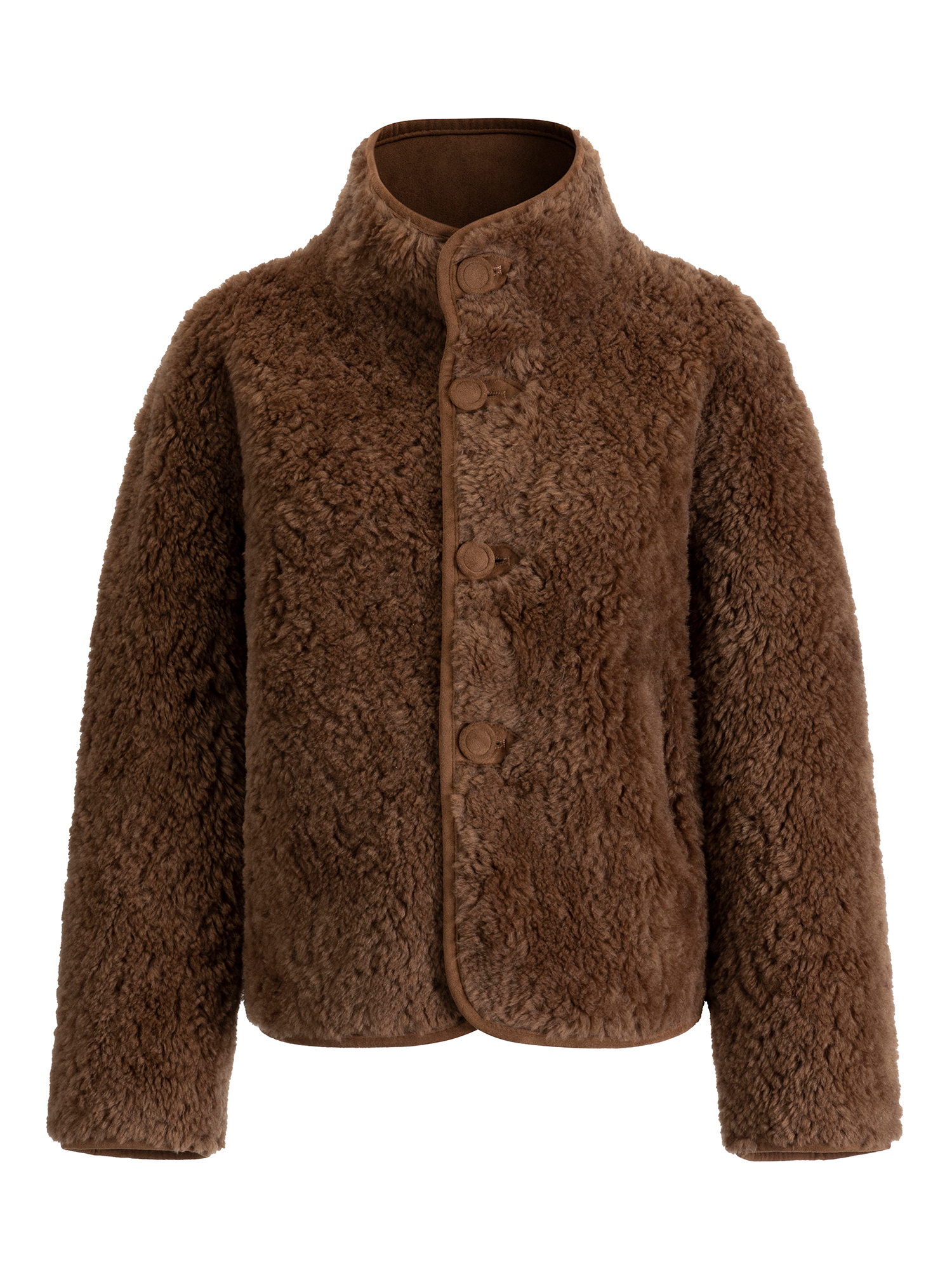 FLAVOR Womens Reversible Shearling Faux Leather Jacket Winter Casual Stand Collar Coats WXGX25-4 