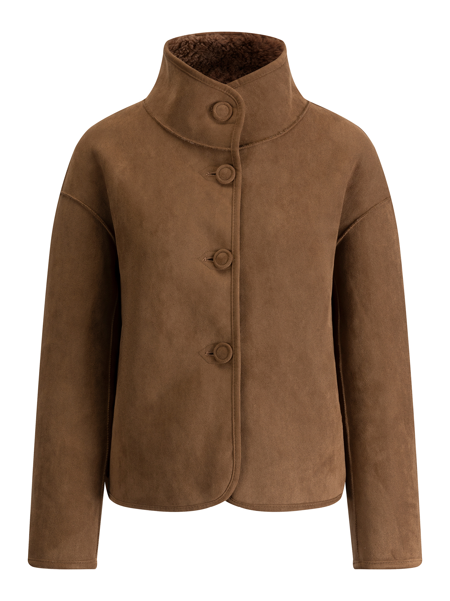 FLAVOR Womens Reversible Shearling Faux Leather Jacket Winter Casual Stand Collar Coats WXGX25-4 