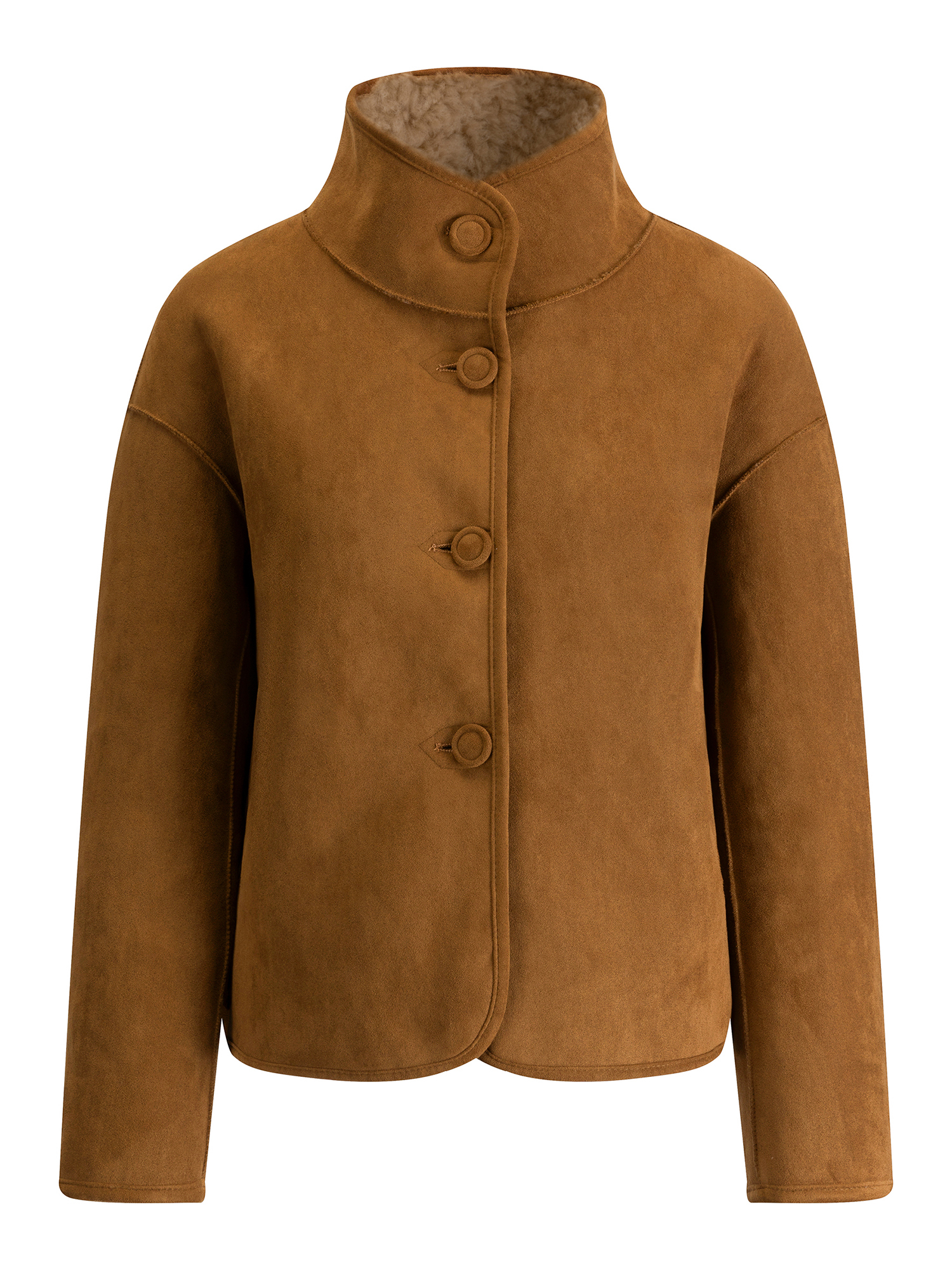 FLAVOR Womens Reversible Shearling Faux Leather Jacket Winter Casual Stand Collar Coats WXGX25-4 