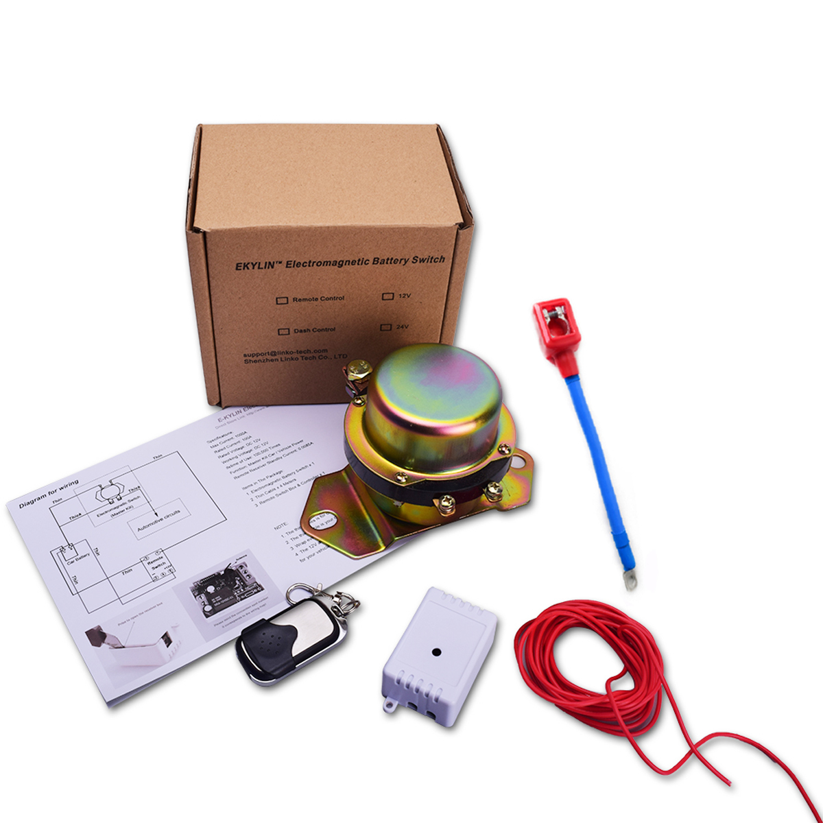 EKYLIN 12v car remote battery switch with positive terminal cable