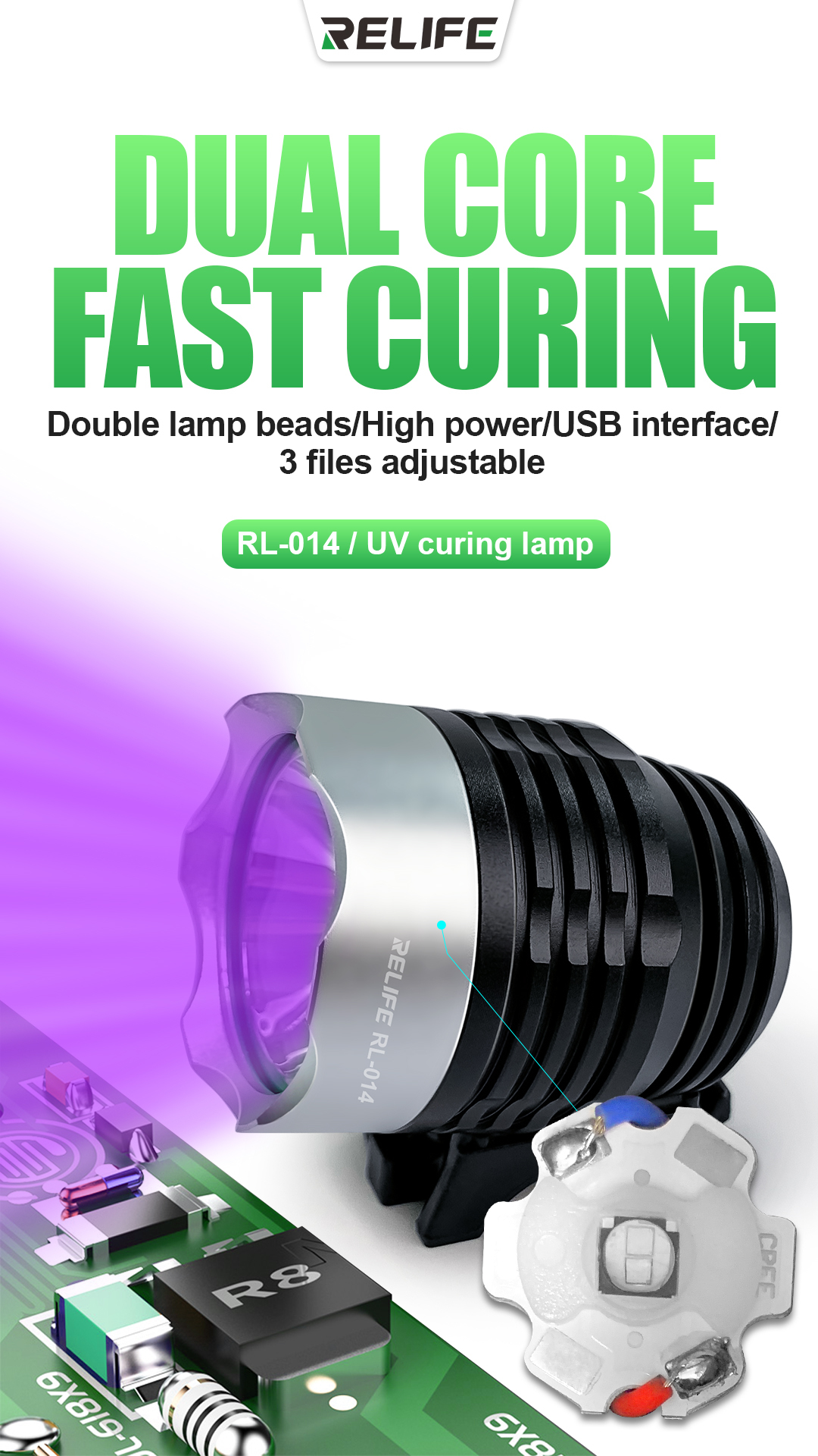RELIFE RL014 Double core UV curing lamp for sale at