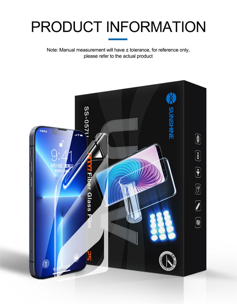 SUNSHINE new products SS-057U UV Fiber Glass Protective Film new hydrogel films, UV Fiber Glass Protective Film, Stronger films