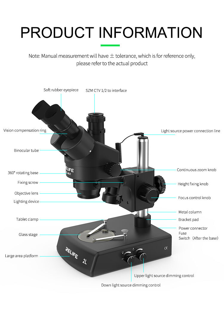 RELIFE RL M3T-2L Trinocular HD Stereo Microscope With 2 LED sources RELIFE RL M3T-2L Trinocular HD Stereo Microscope With 2 LED sources