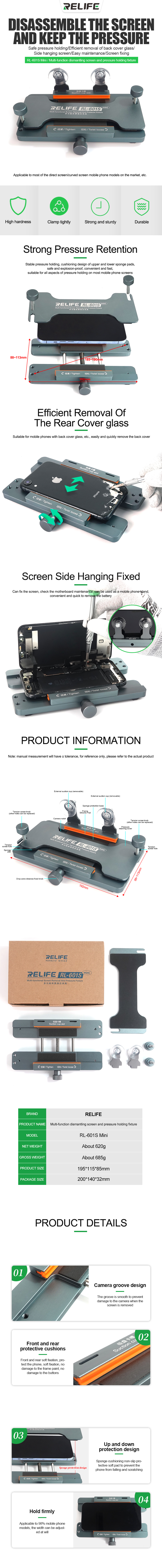 RELIFE RL-601S Mini Multi-function dismantling screen and pressure holding fixture RELIFE RL-601S Mini Multi-function dismantling screen and pressure holding fixture