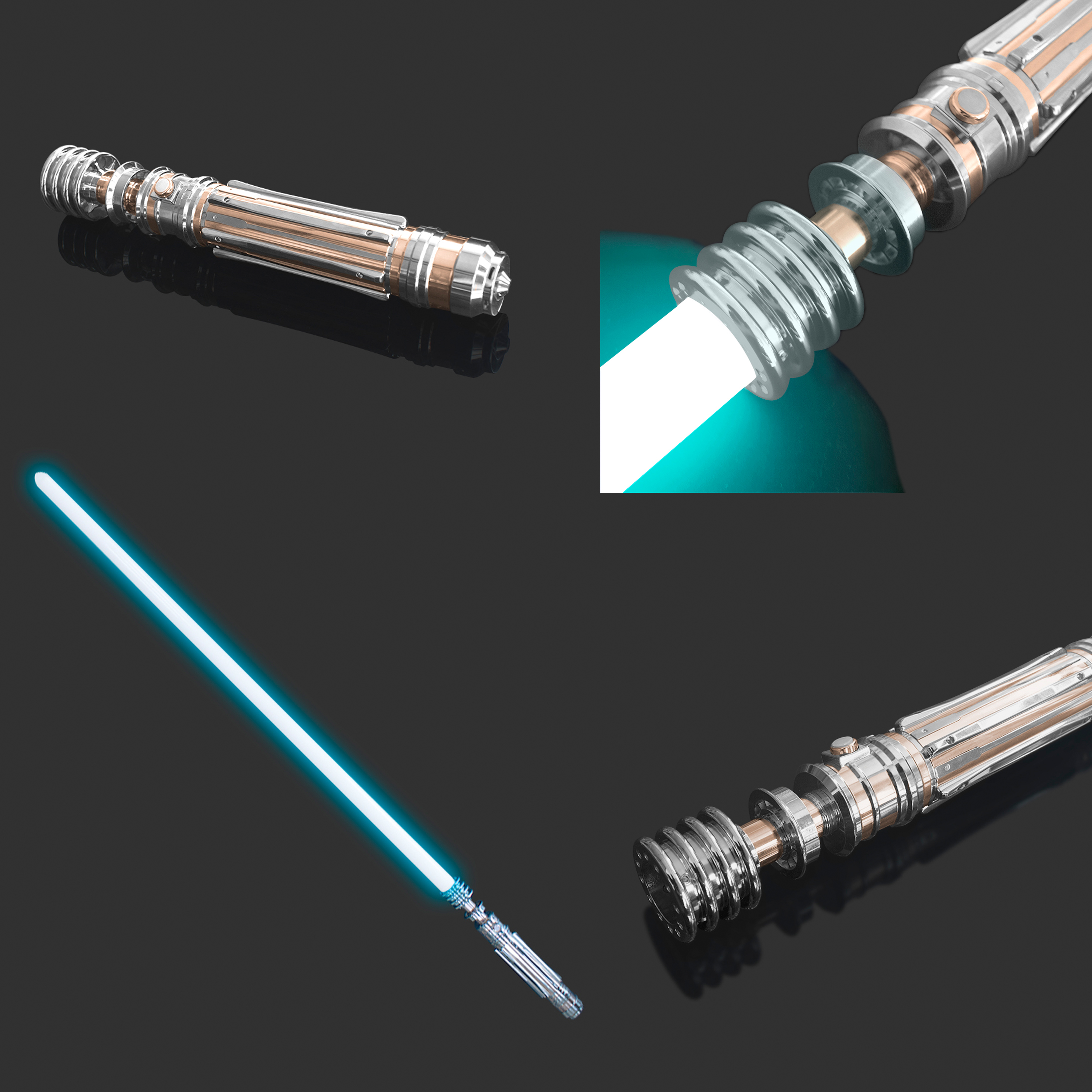 91*2.5cm 3mm thickness RGB Silver hilt YDD neopixel lightsaber Leia